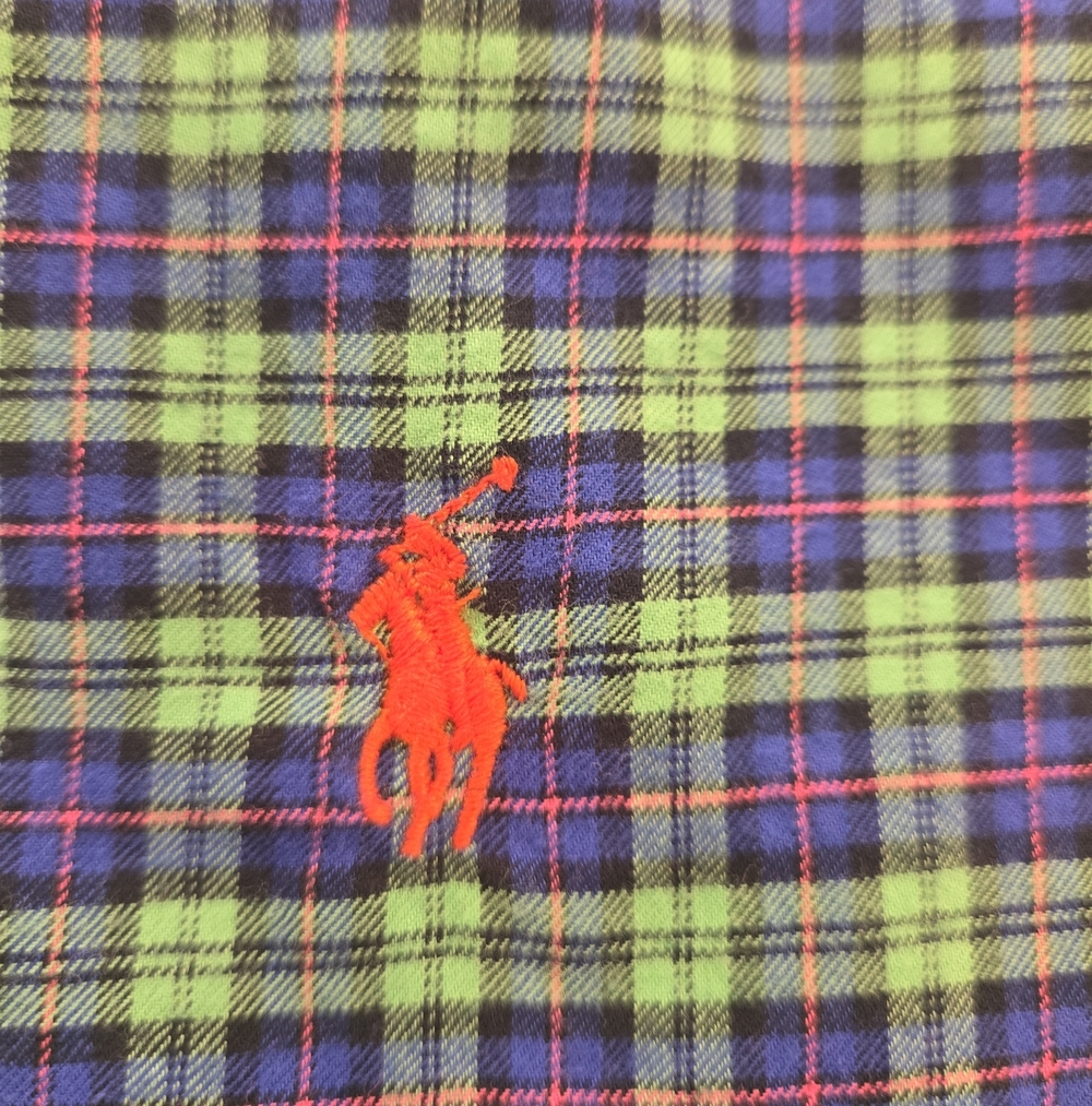 Ralph Lauren Embroidered Pony Plaid Button Down Shirt Green Mens Medium - Picture 7 of 7